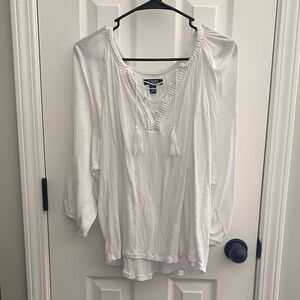 Ralph Lauren White Tassel Blouse
